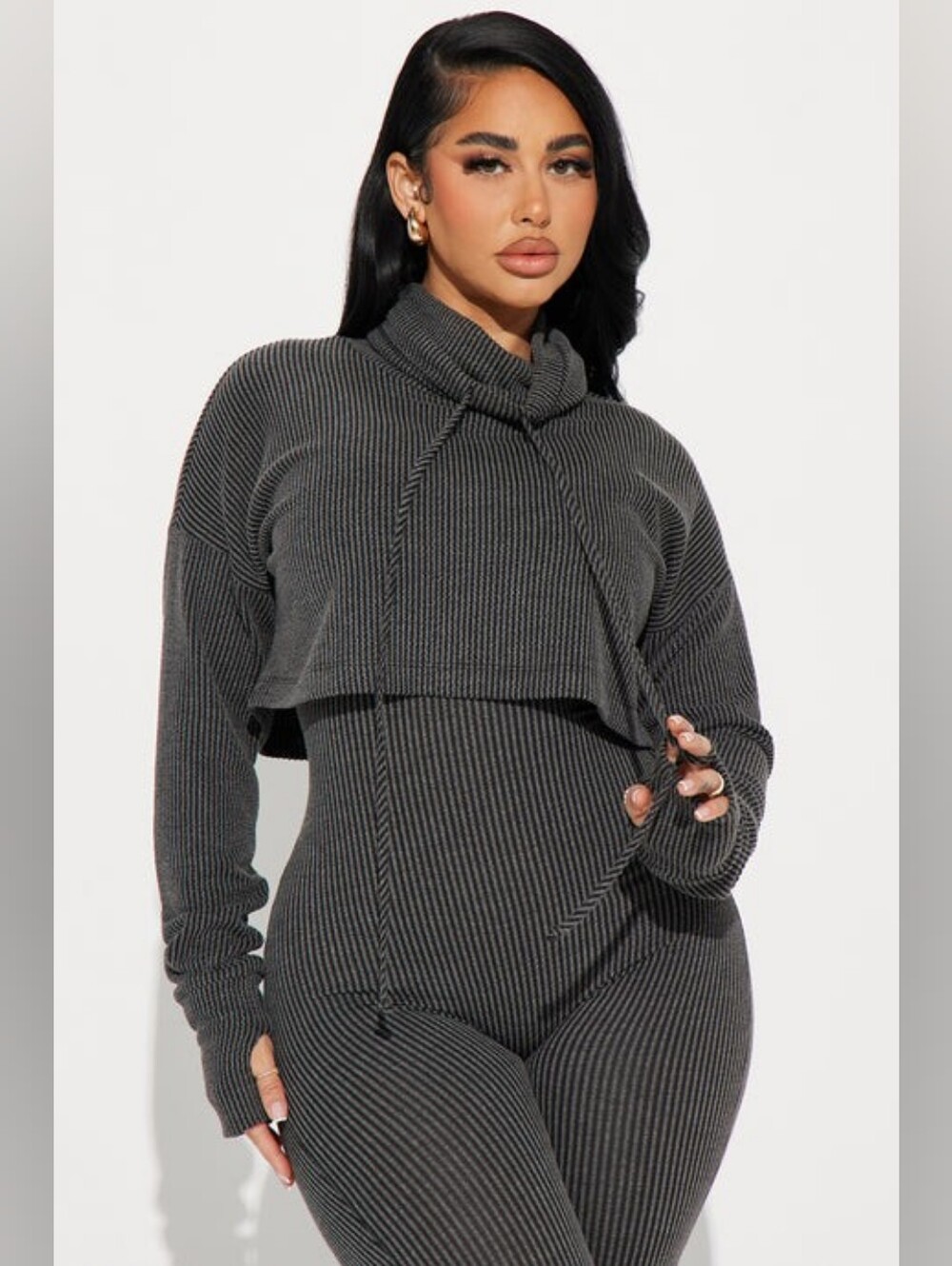 Thinking It Over 2 Piece Jumpsuit Set - Grey (L)